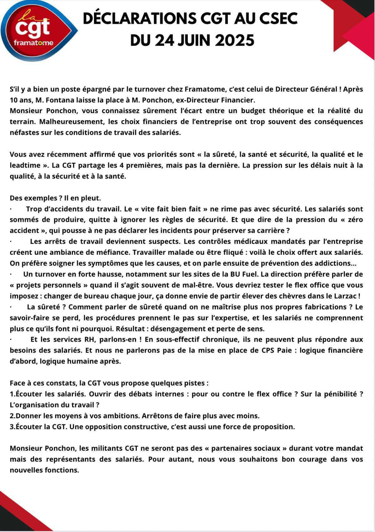 💥 CSEC DU 24 JUIN 2025 — LA CGT FRAMATOME DÉNONCE UNE LOGIQUE FINANCIÈRE DÉCONNECTÉE DU TERRAIN 💥