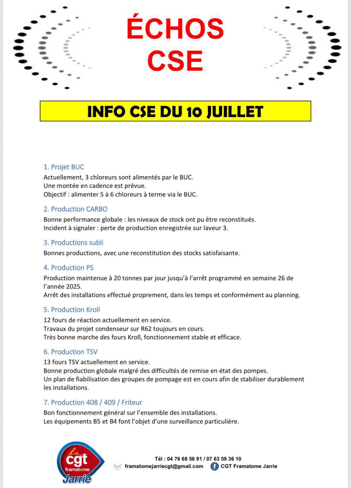 ÉCHOS CSE DU 10 JUILLET 2025