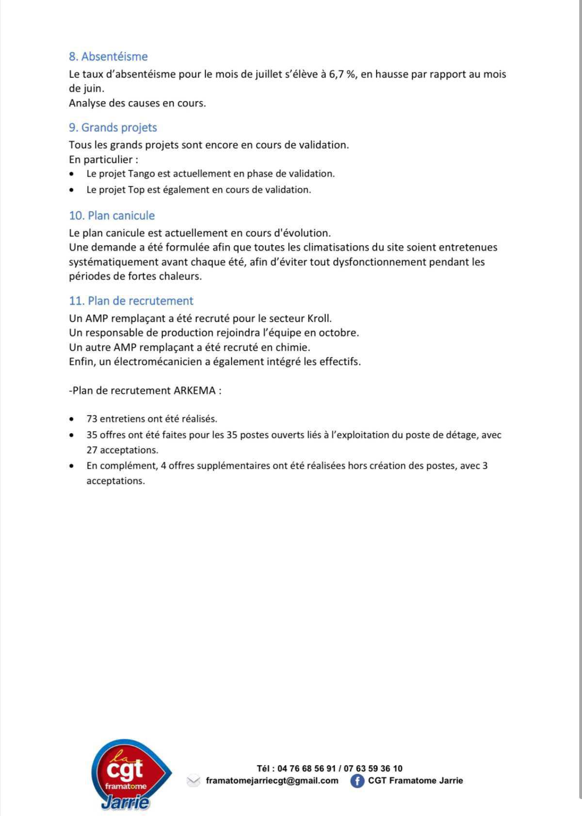 ÉCHOS CSE DU 10 JUILLET 2025