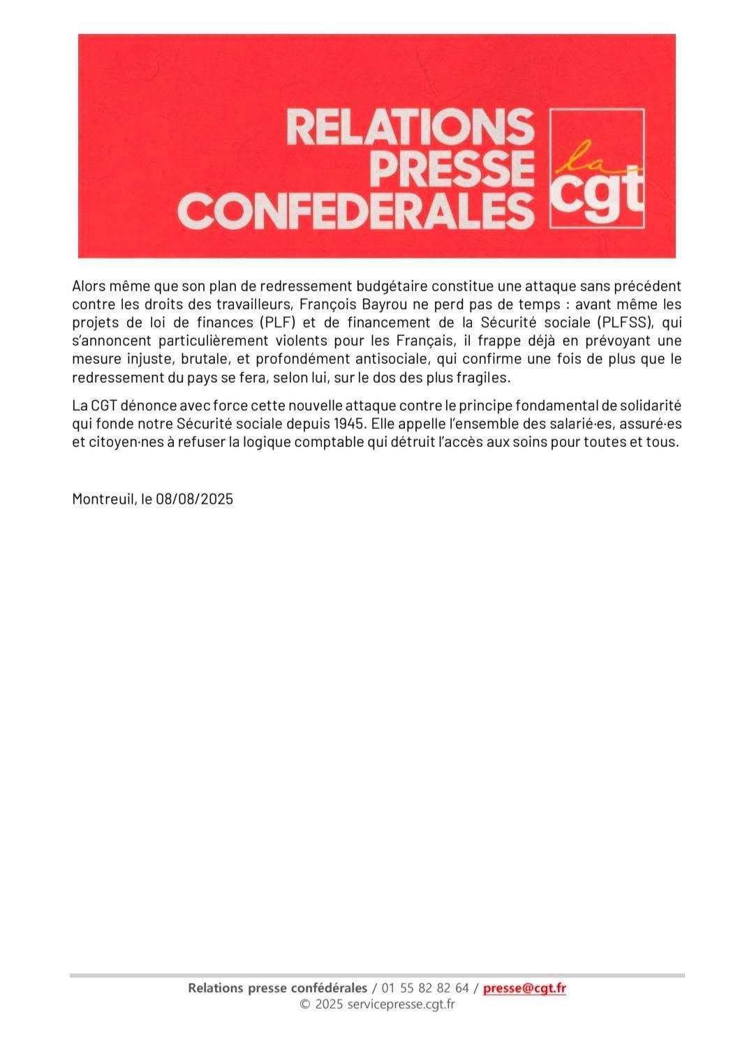 COMMUNIQUÉ DE PRESSE : 🚨 En plein été, nouvelle attaque contre la Sécu ! COMMUNIQUÉ DE PRESSE : 🚨 En plein été, nouvelle attaque contre la Sécu !