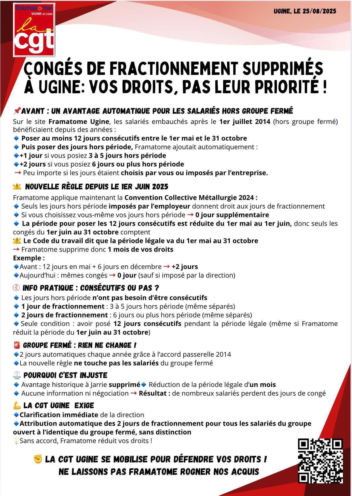 Fini les congés de fractionnement ? ❌ On ne se laissera pas faire ! 