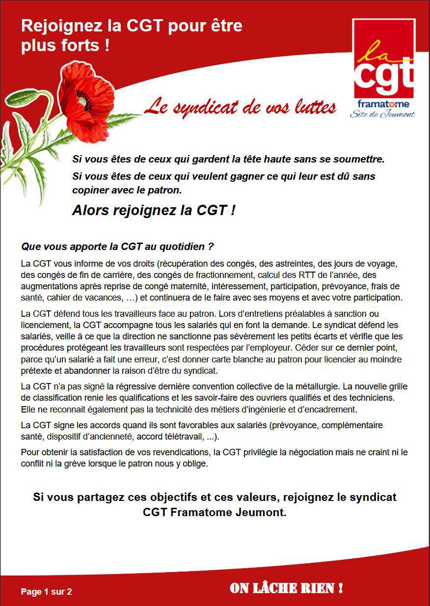 Rejoignez la CGT pour être plus forts !