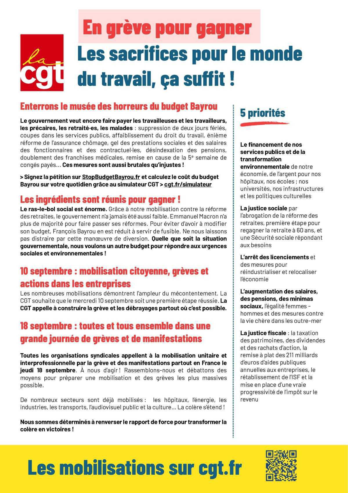 Budget Bayrou : En grève pour gagner!