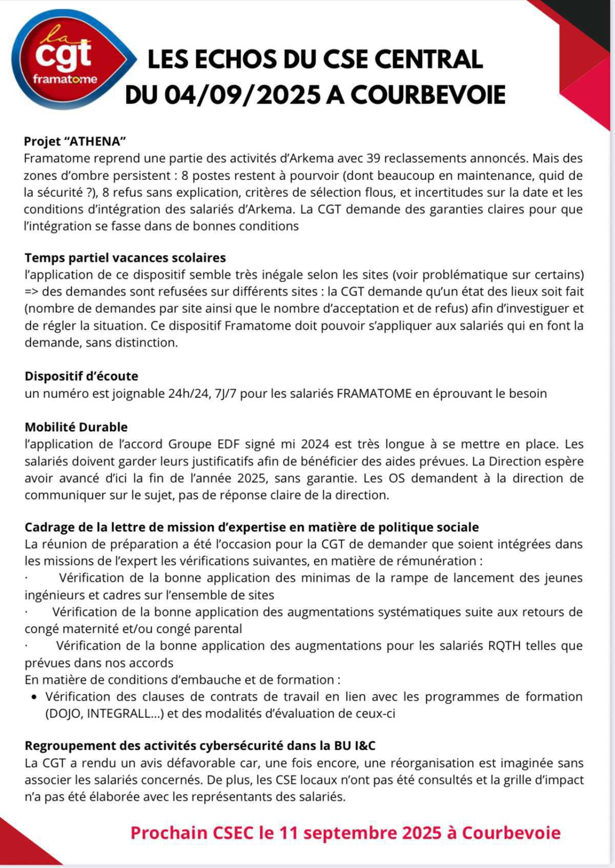 📢 CSEC du 4 septembre 2025 
