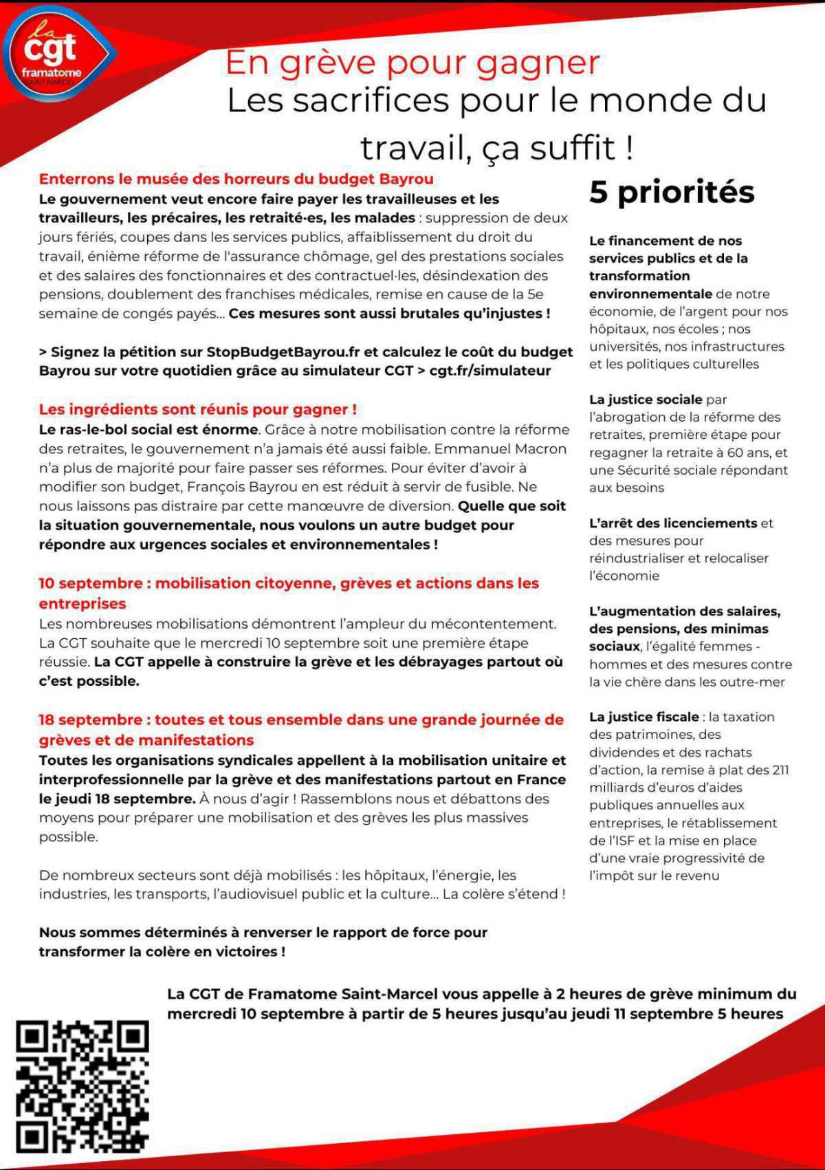 📢 En grève le 10 Septembre !