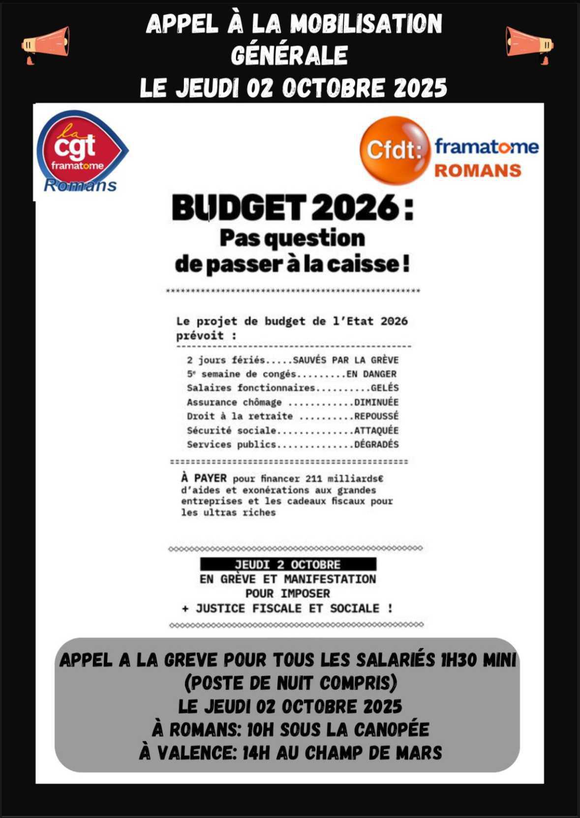 Tous dans la rue le 02 Octobre 2025: pas question de passer à la caisse 