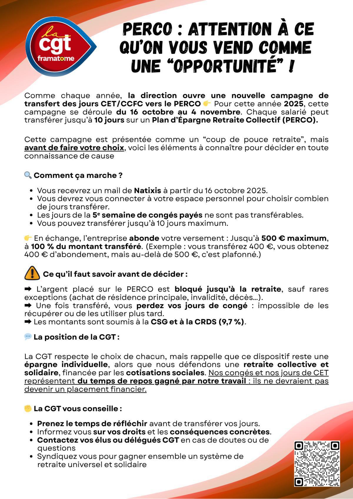 ⚠️ PERCO : méfiez-vous des fausses “opportunités” ! ⚠️ PERCO : méfiez-vous des fausses “opportunités” !