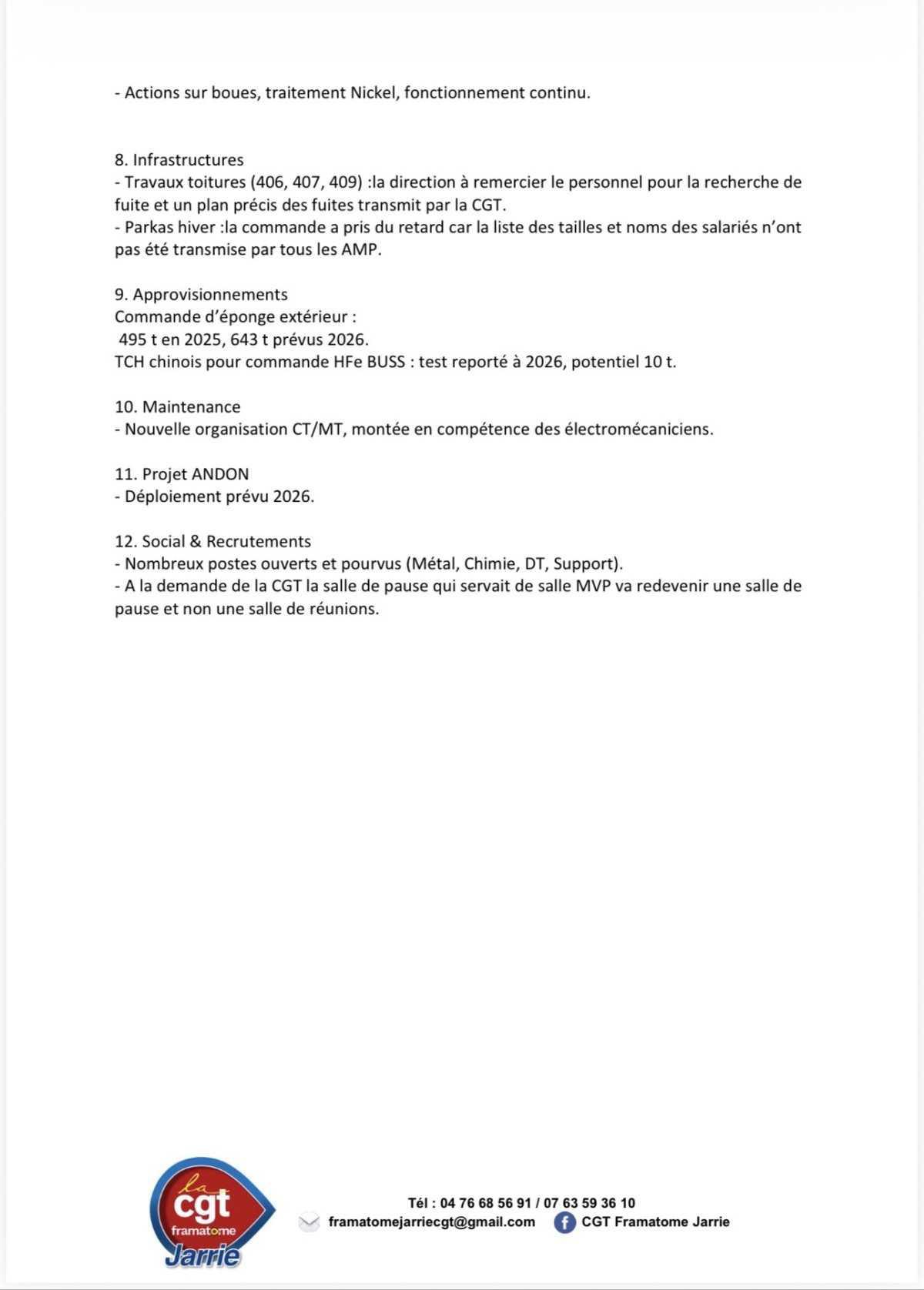 ÉCHOS CSE DU 11 DÉCEMBRE 2025