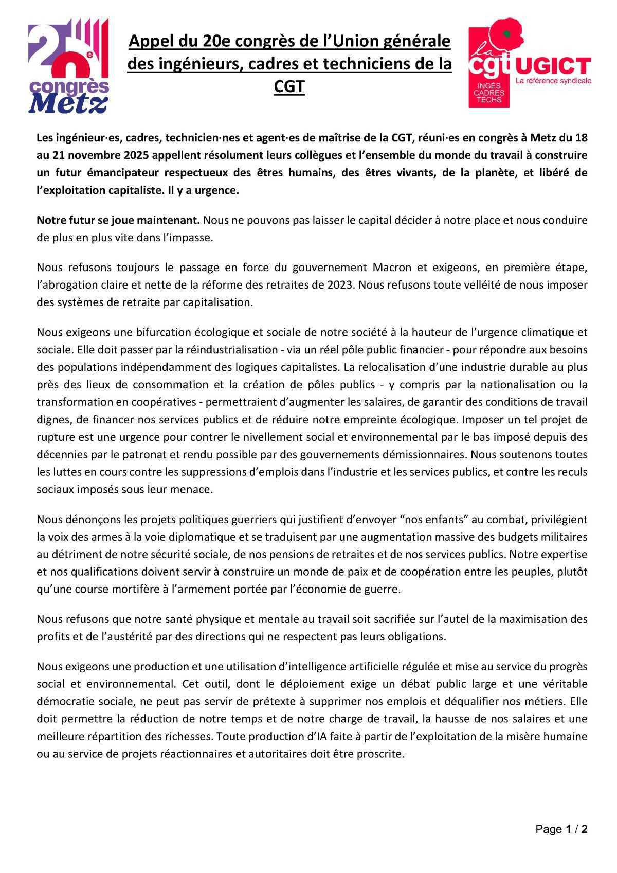 "Notre futur se joue maintenant !" : l'appel des ingés-cadres CGT "Notre futur se joue maintenant !" : l'appel des ingés-cadres CGT