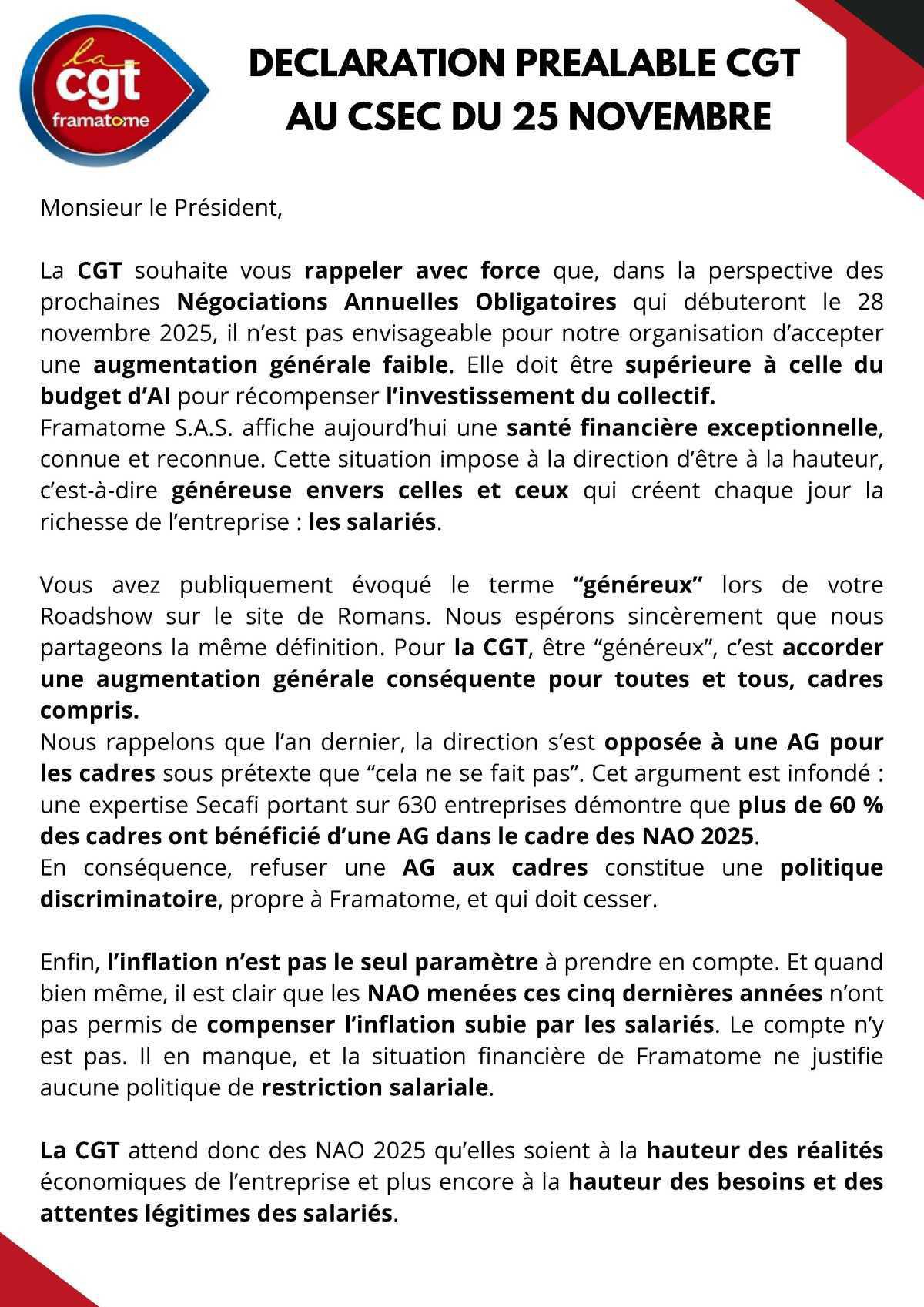 Les revendications CGT pour les négociations annuelles 2026