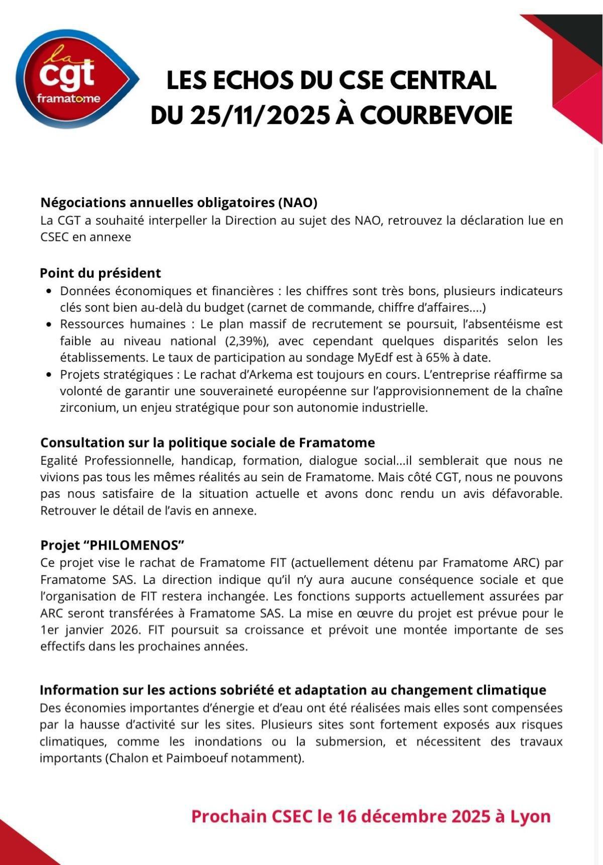 📢 CSEC du 25 novembre 2025 