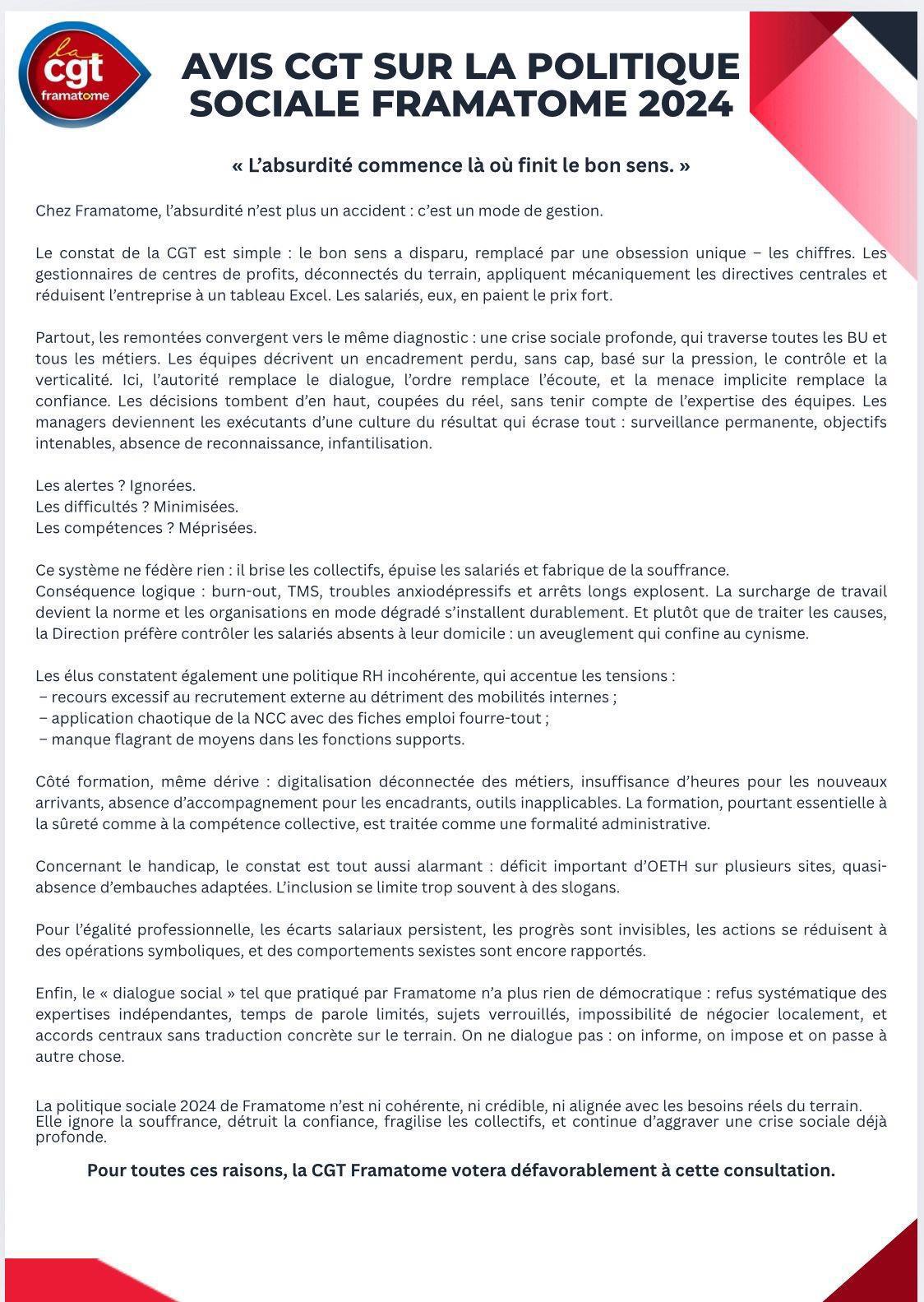 🔴Déclaration CGT au CSE Central du 25 novembre 2025 👍