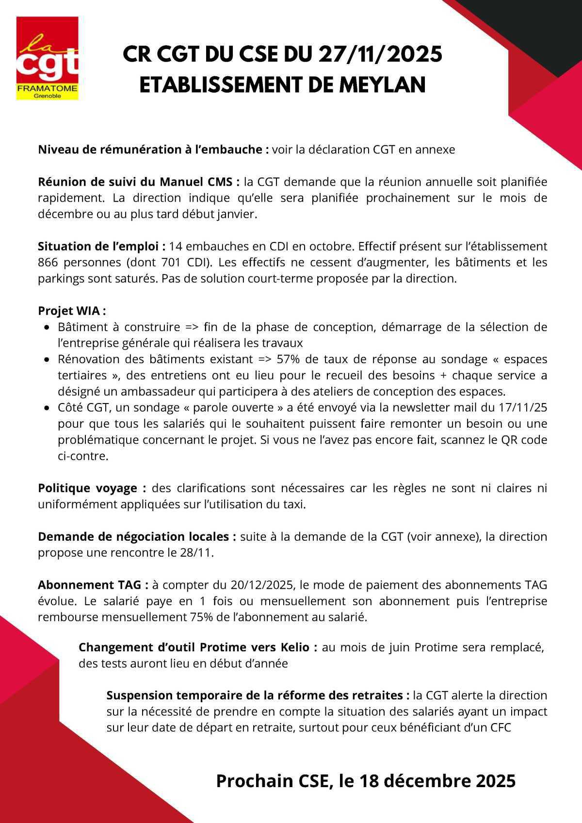 Compte rendu CGT du CSEC du 20/11/2025