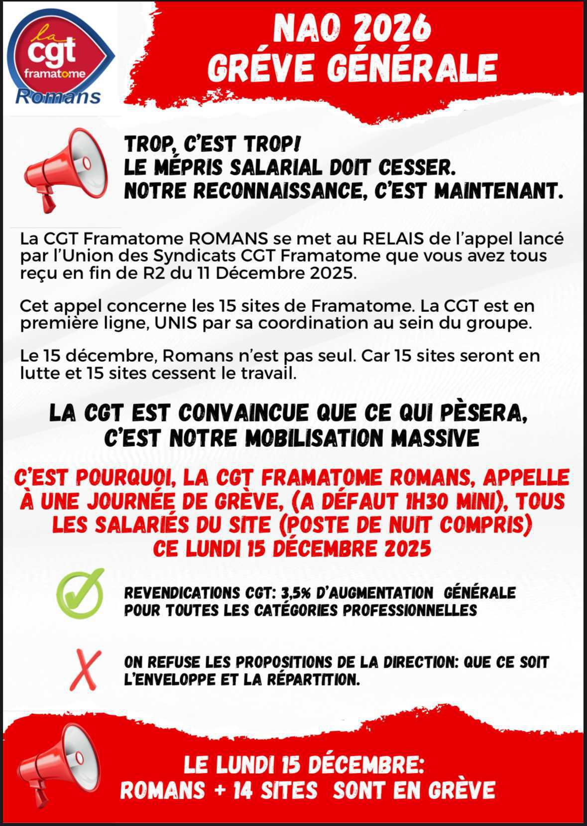 📢Romans en Grève + 14 sites de Framatome ✊ 📢Romans en Grève + 14 sites de Framatome ✊