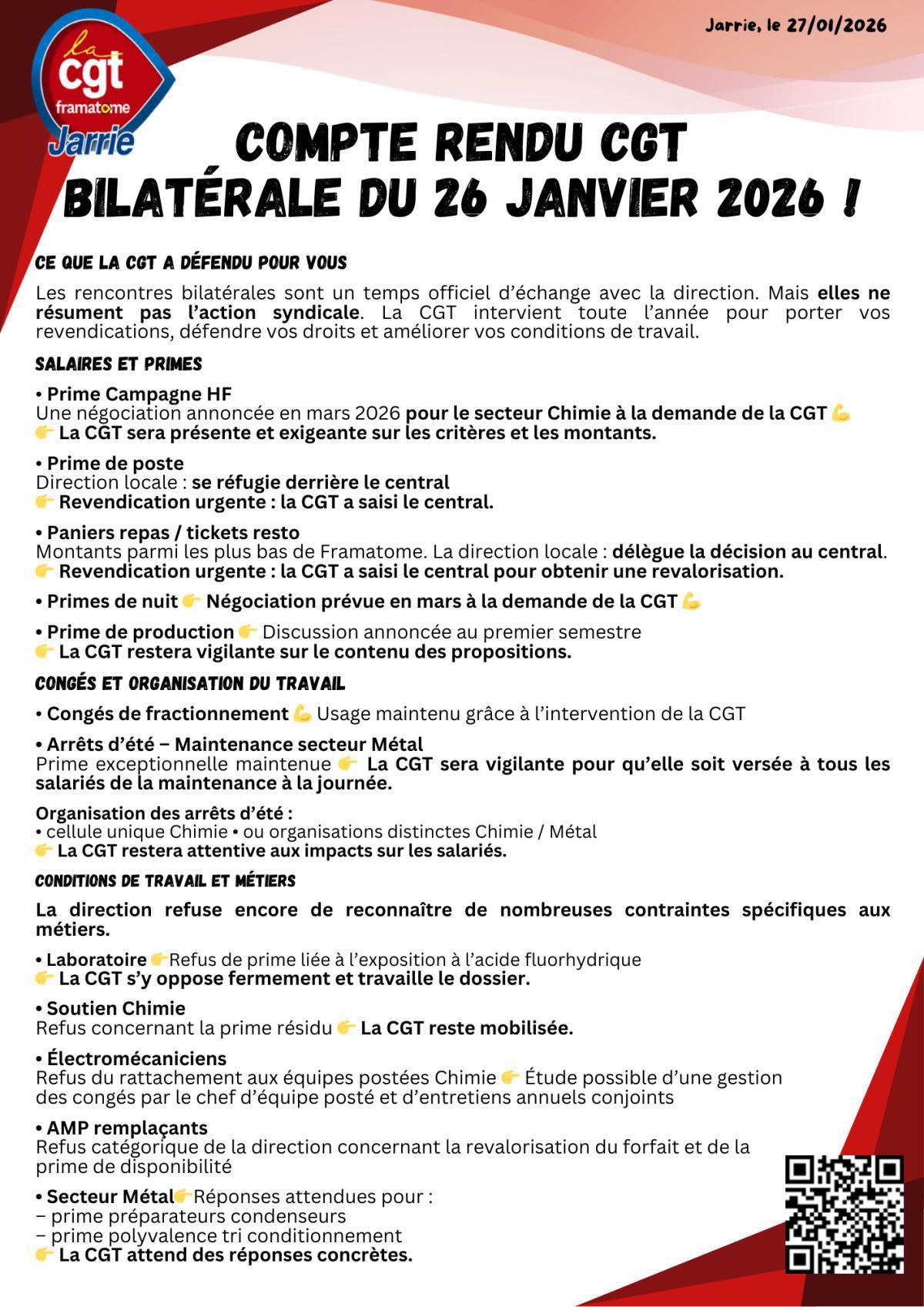 📣 BILATÉRALE DU 26 JANVIER 2026 | COMPTE RENDU CGT