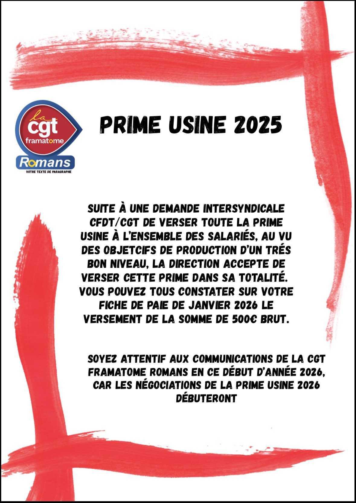Victoire ✊: Prime usine 2025 Victoire ✊: Prime usine 2025
