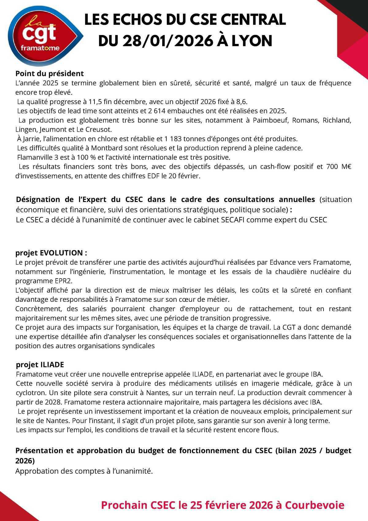 📣Compte-rendu CGT du CSE-Central du 28 janvier 2026 🔴 📣Compte-rendu CGT du CSE-Central du 28 janvier 2026 🔴