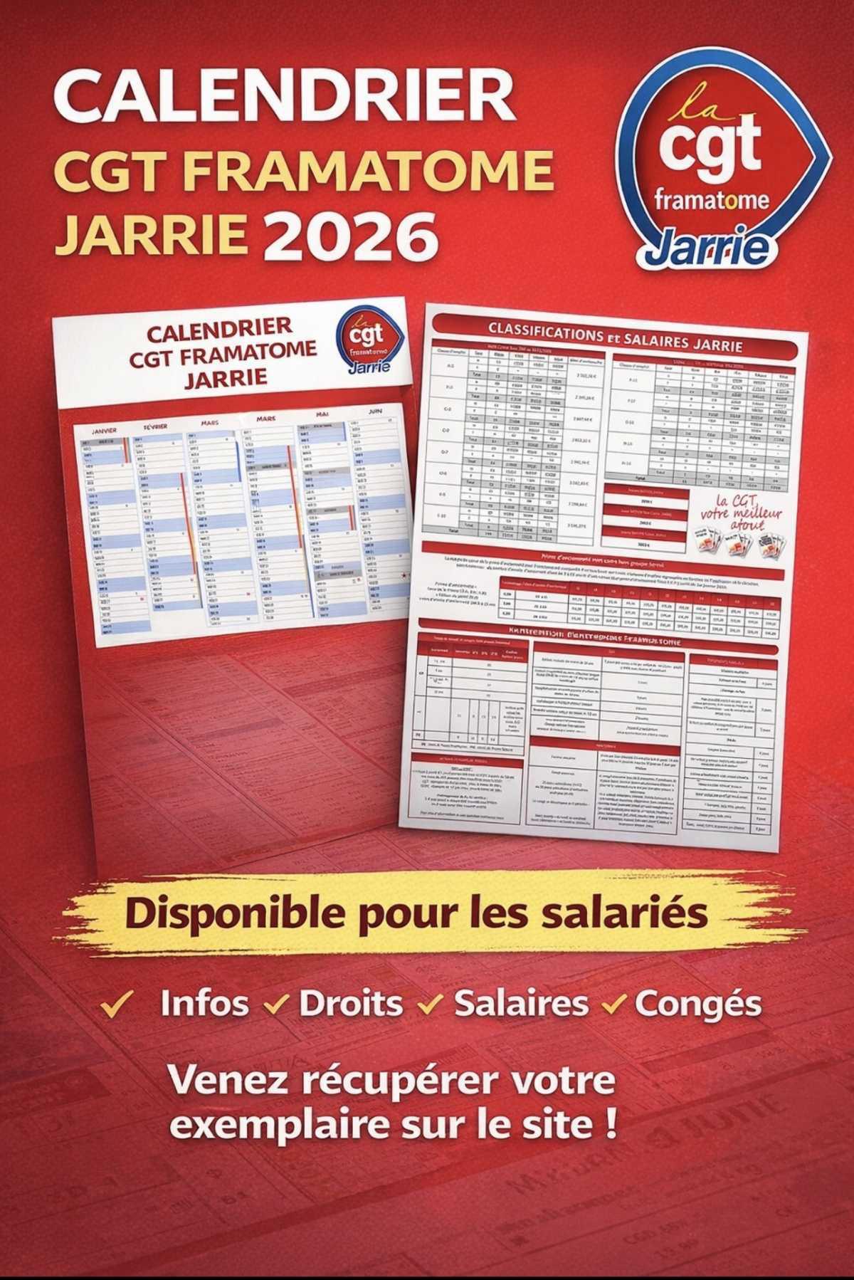 Calendriers CGT Framatome Jarrie 2026 