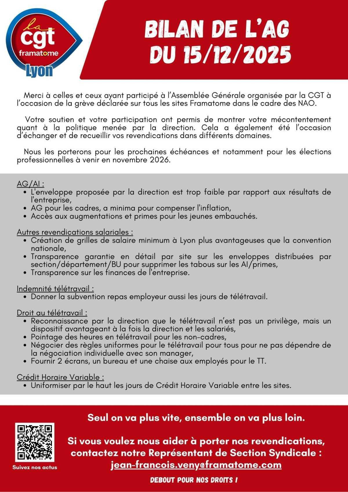 Salaires: notre bilan CGT après l'AG du 15 décembre à Lyon Salaires: notre bilan CGT après l'AG du 15 décembre à Lyon