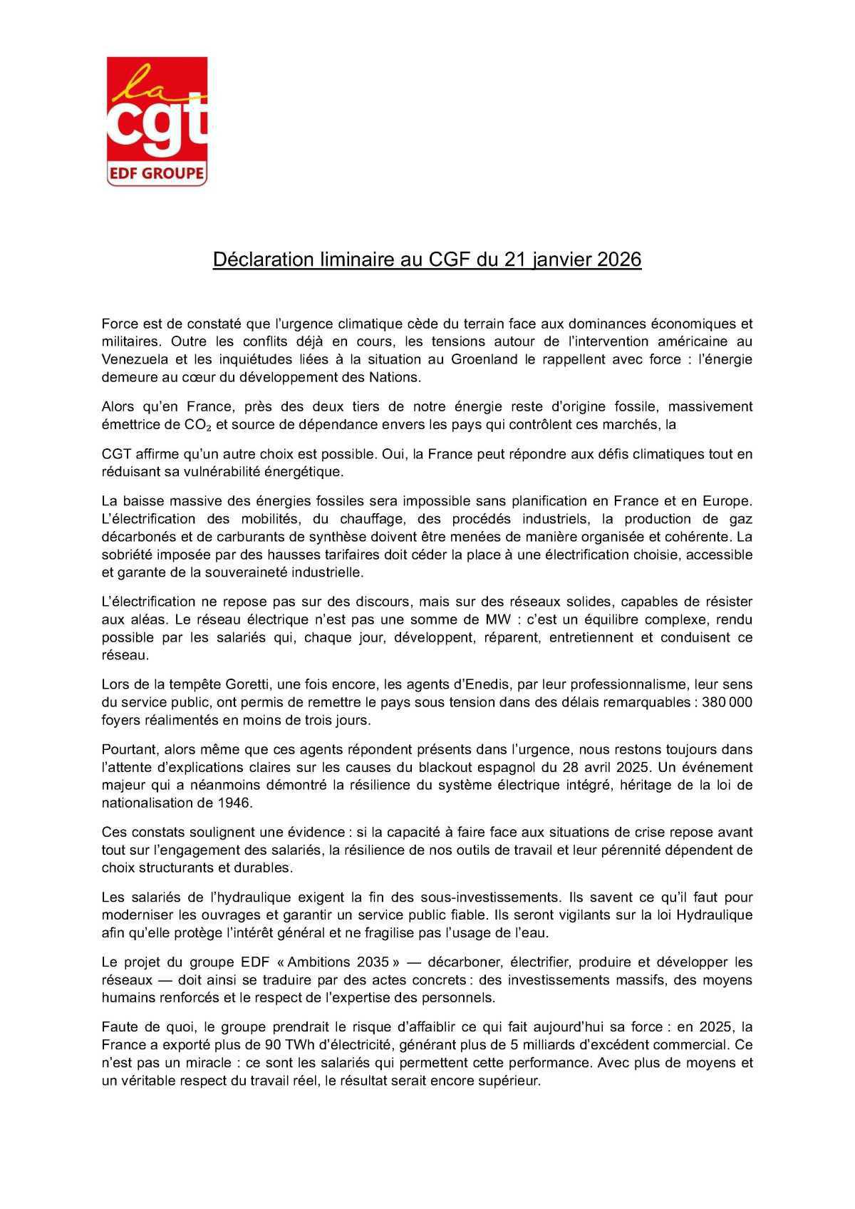 📣 Compte Rendu du Comité de Groupe France EDF du 21 janvier 2026 🔴 📣 Compte Rendu du Comité de Groupe France EDF du 21 janvier 2026 🔴