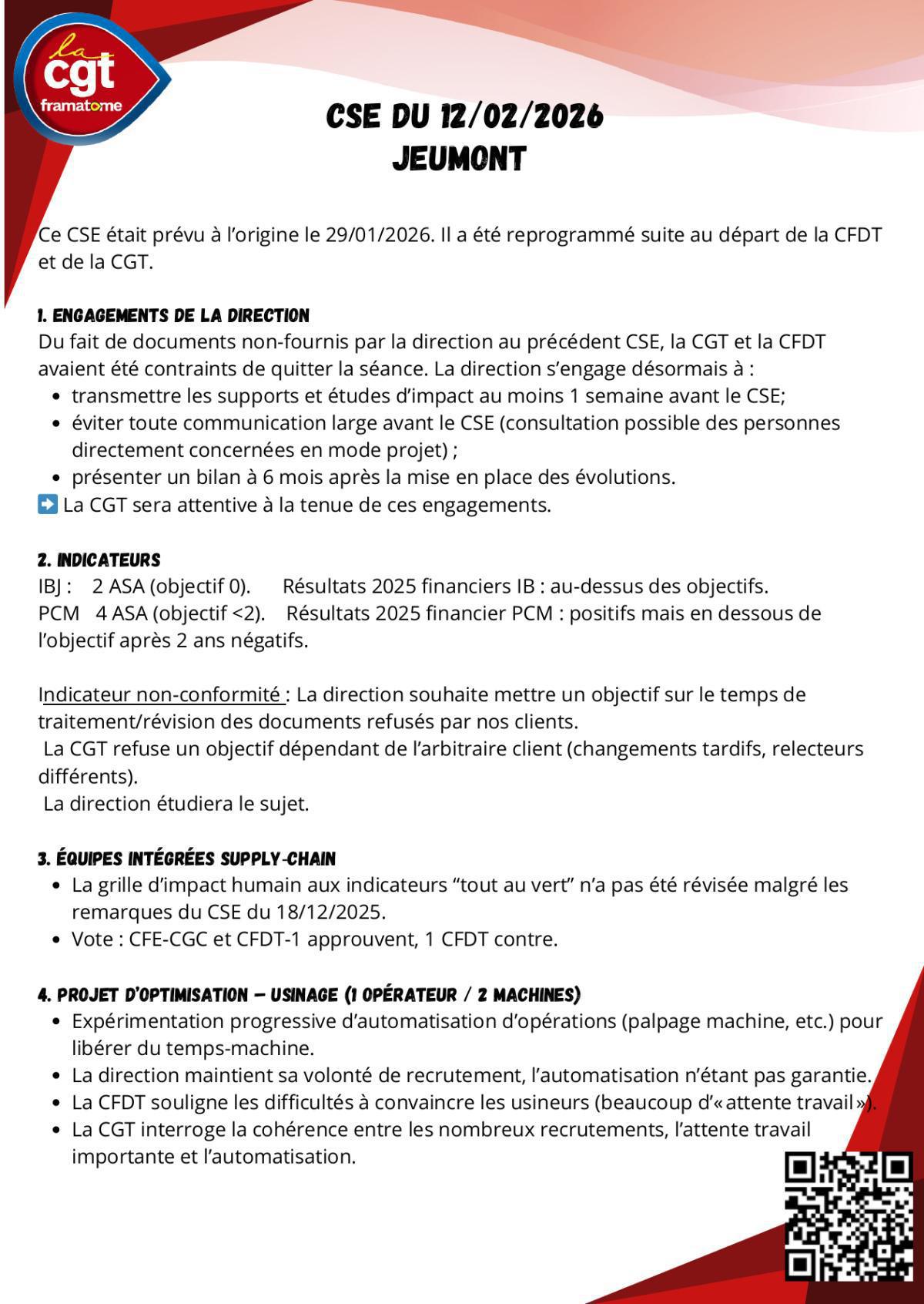 Echos du CSE du 12/02/2026