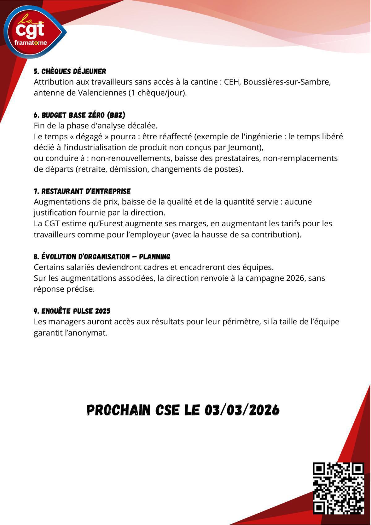 Echos du CSE du 12/02/2026