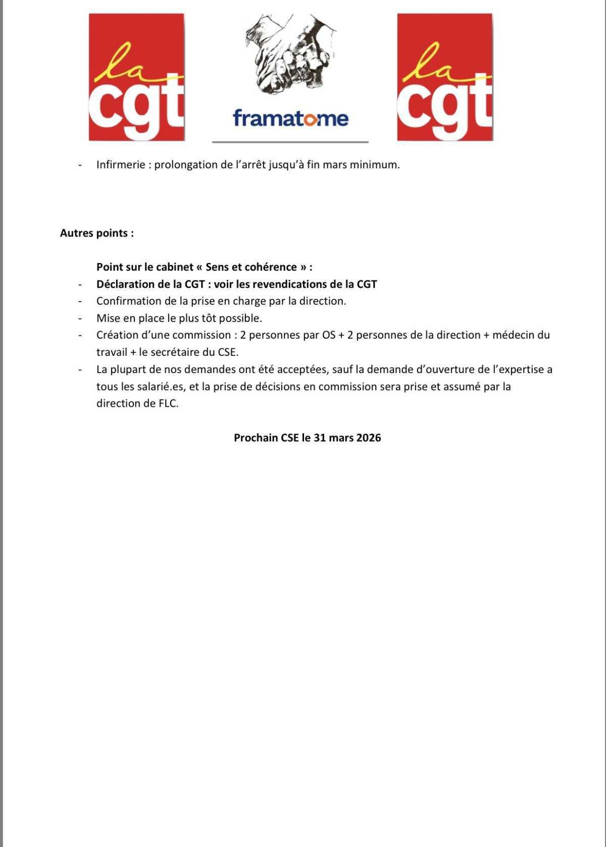 ÉCHOS CSE DU 27 FÉVRIER 2026