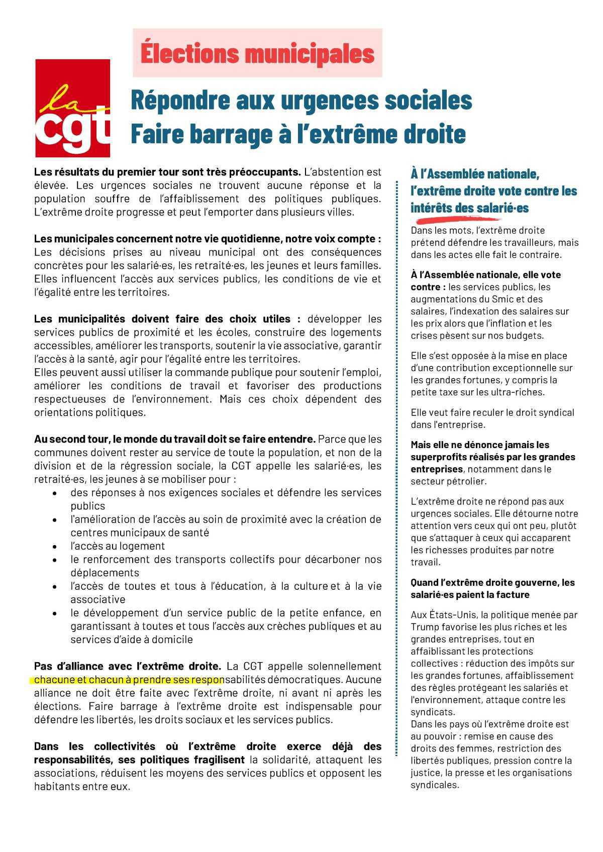 Municipales : répondre aux urgences sociales et faire barrage à l’extrême droite