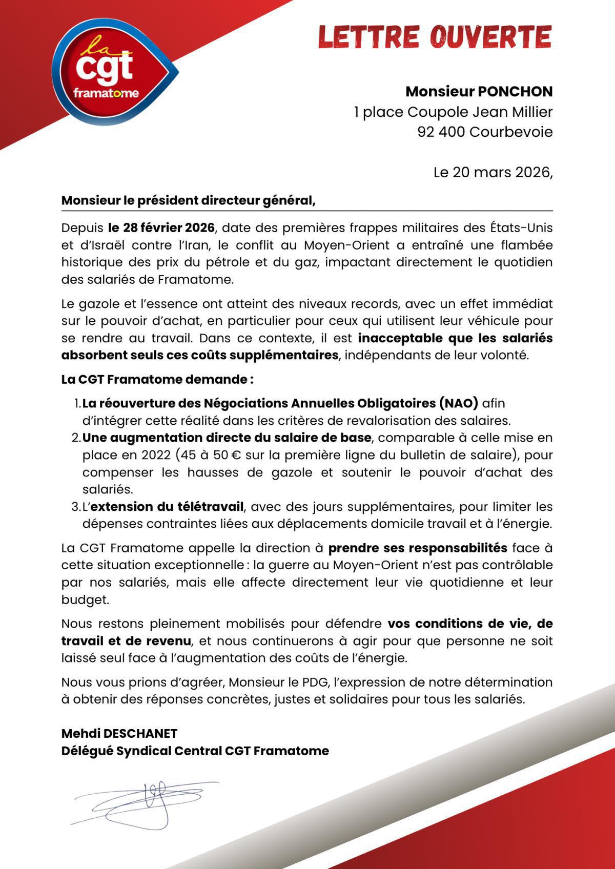 📣 Lettre ouverte – Impact de la hausse des prix du gazole sur les salariés