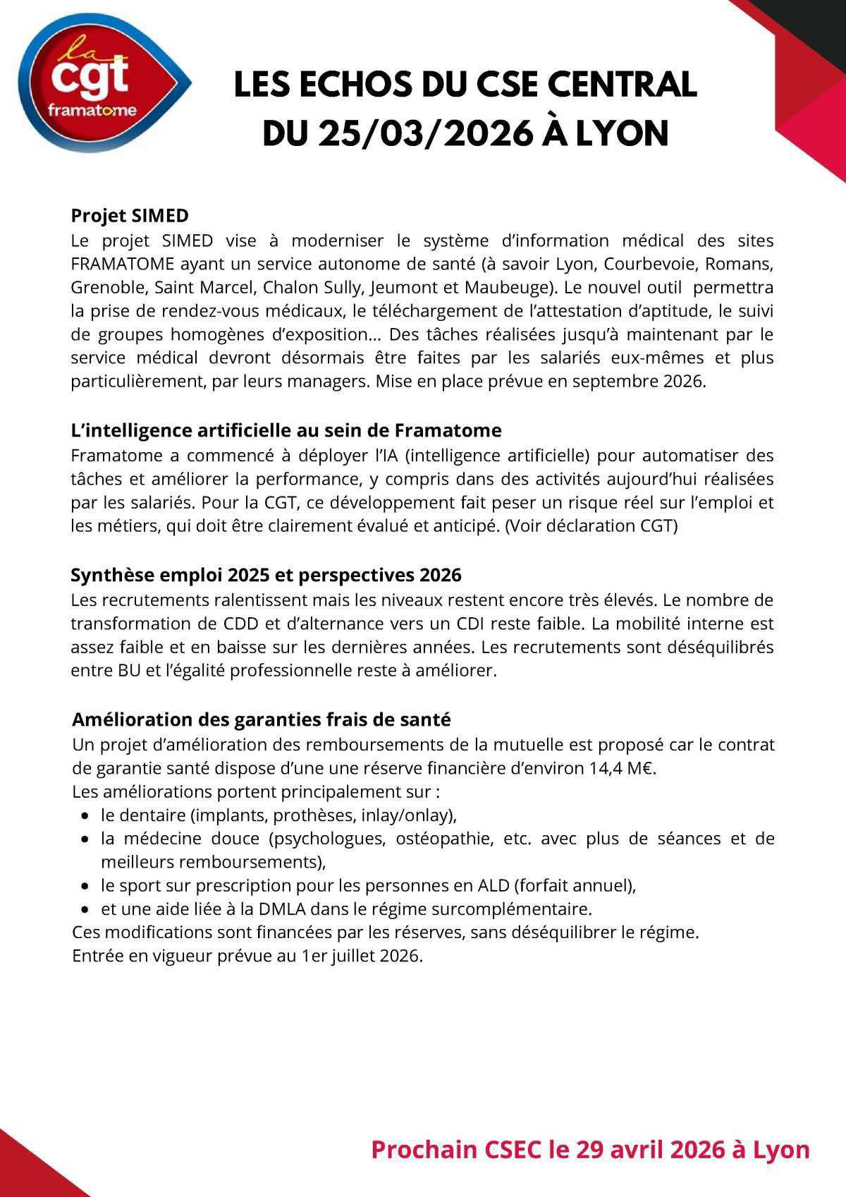 📣Compte-rendu CGT du CSE-Central du 25 mars 2026 🔴 📣Compte-rendu CGT du CSE-Central du 25 mars 2026 🔴