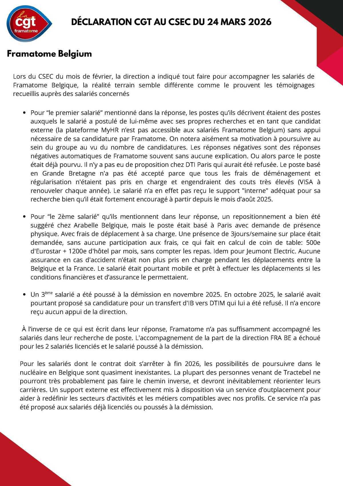📣Compte-rendu CGT du CSE-Central du 25 mars 2026 🔴