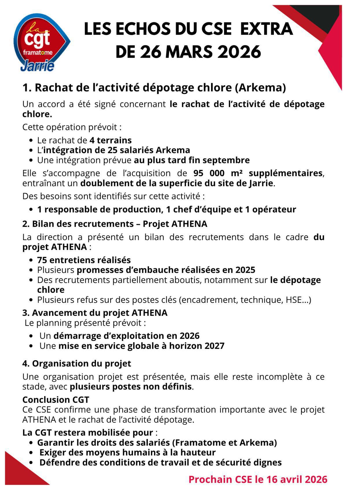 ÉCHOS CSE EXTRA DU 26 MARS 2026