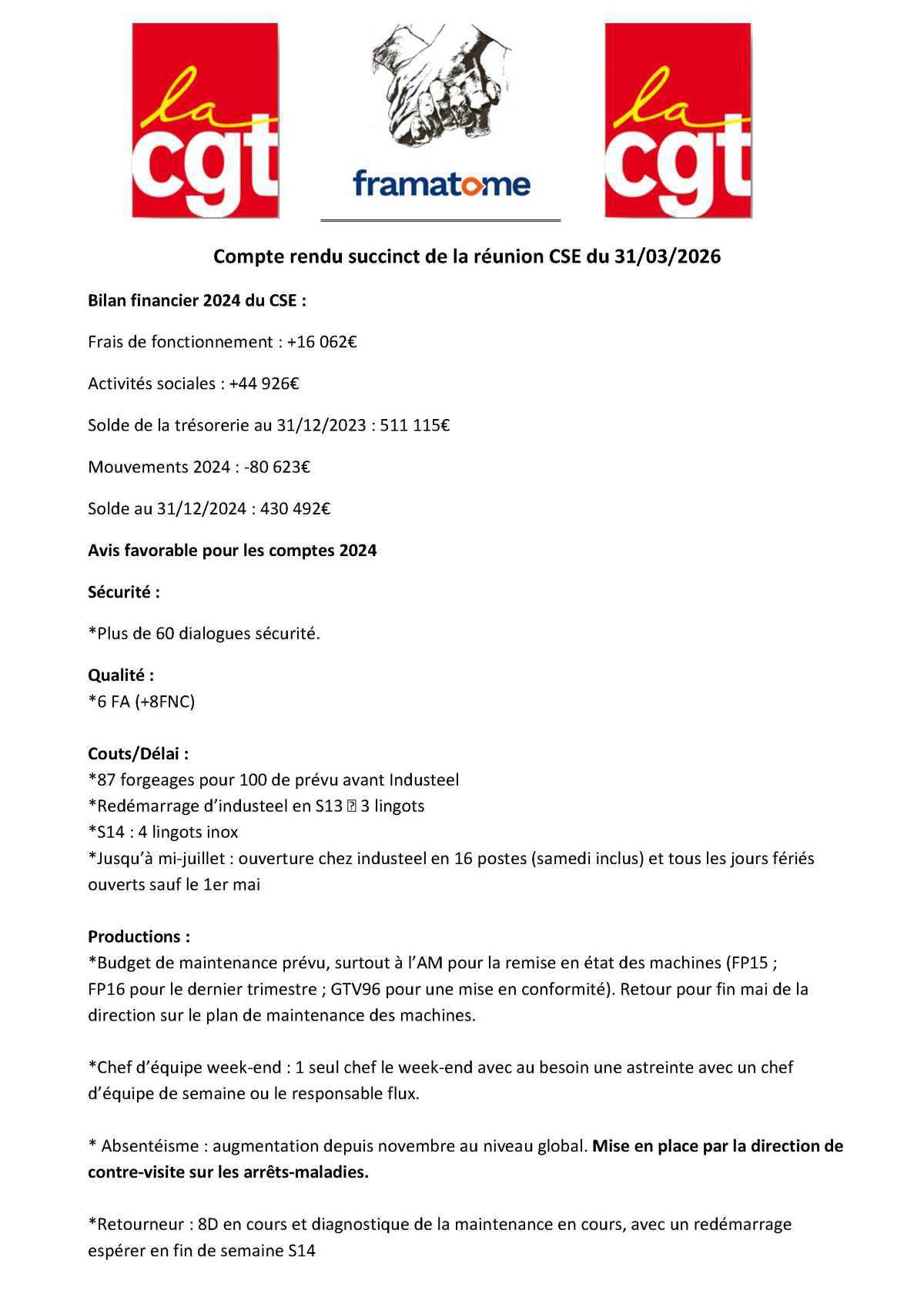 ÉCHOS CSE DU 31 MARS 2026 ÉCHOS CSE DU 31 MARS 2026
