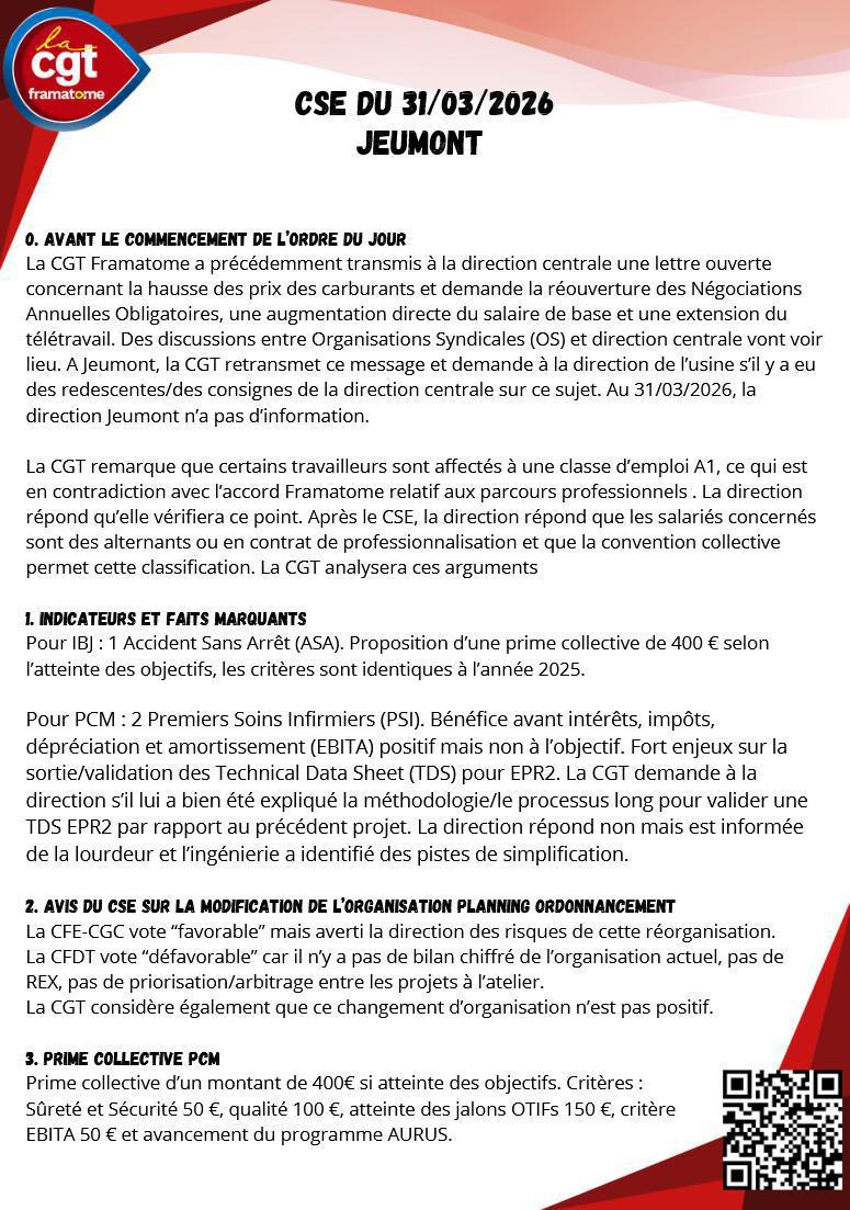 Echos du CSE du 31/03/2026