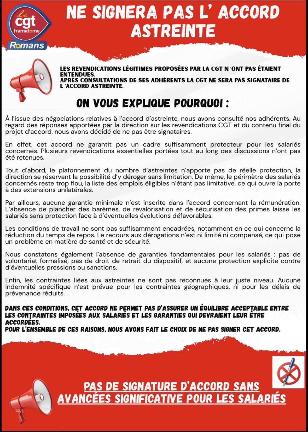 La CGT ne signe pas l’accord d’astreinte pour d’excellentes raisons ❌