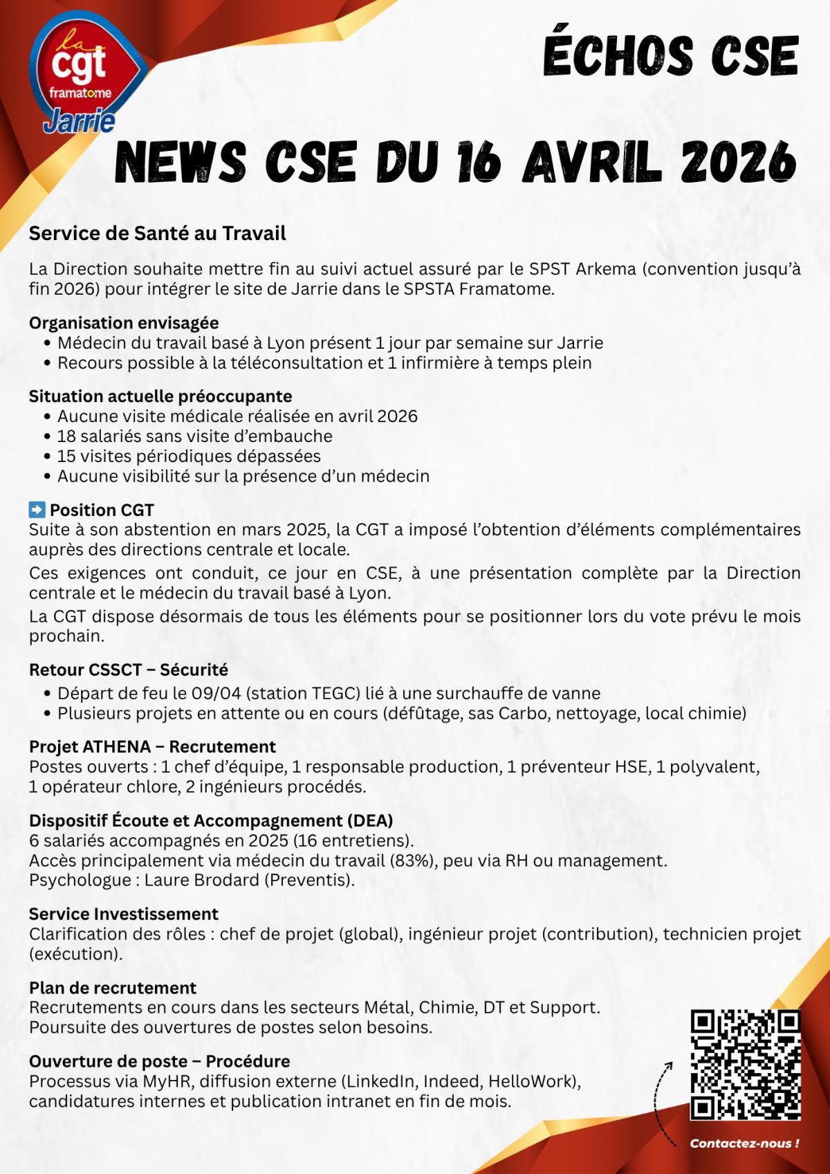 🔴 ÉCHOS CSE – 16 AVRIL 2026
