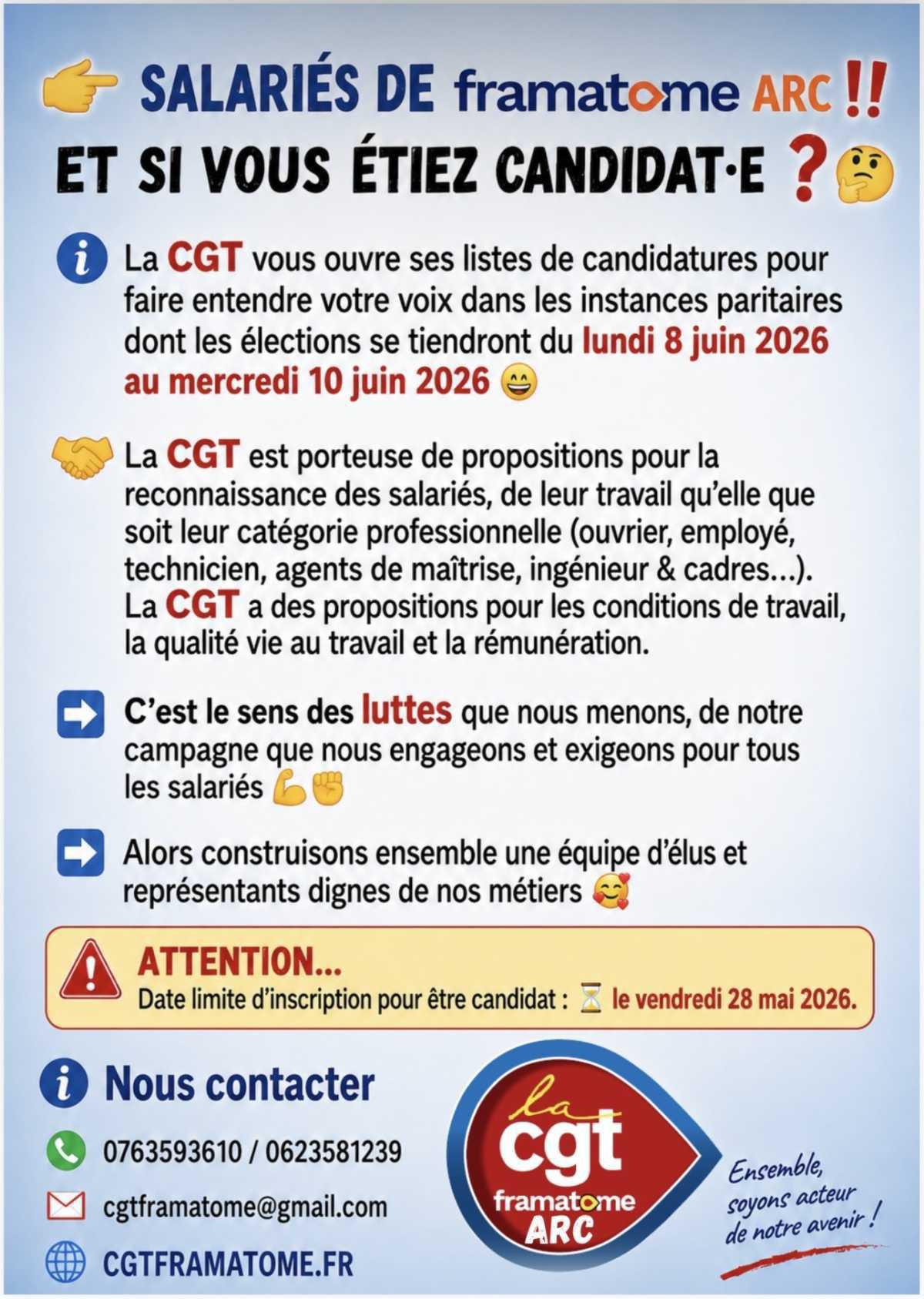 🚨 Élections CSE 2026 FRAMATOME ARC🚨 