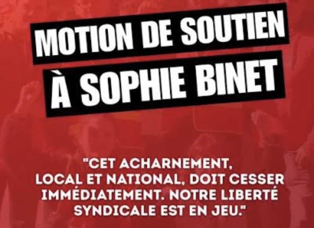 MOTION DE SOUTIEN DE LA CGT FRAMATOME À SOPHIE BINET, SECRÉTAIRE GÉNÉRALE DE LA CGT