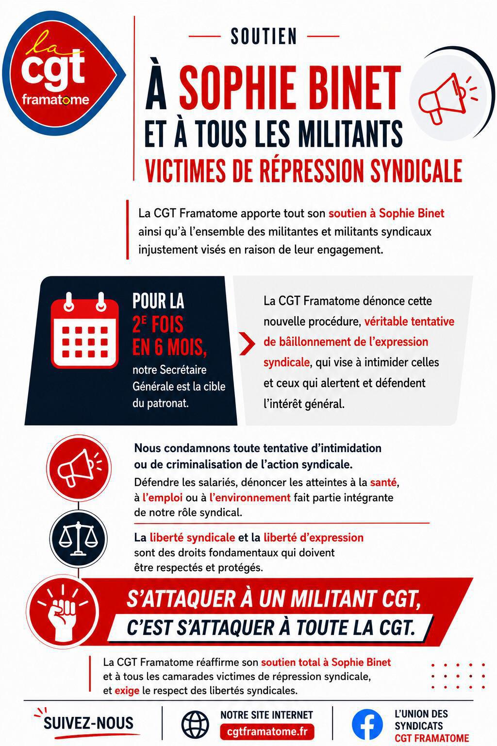 MOTION DE SOUTIEN DE LA CGT FRAMATOME À SOPHIE BINET, SECRÉTAIRE GÉNÉRALE DE LA CGT