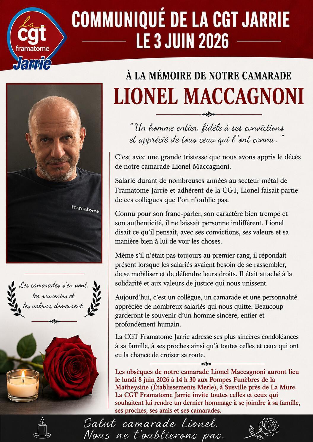 Hommage à Lionel Maccagnoni