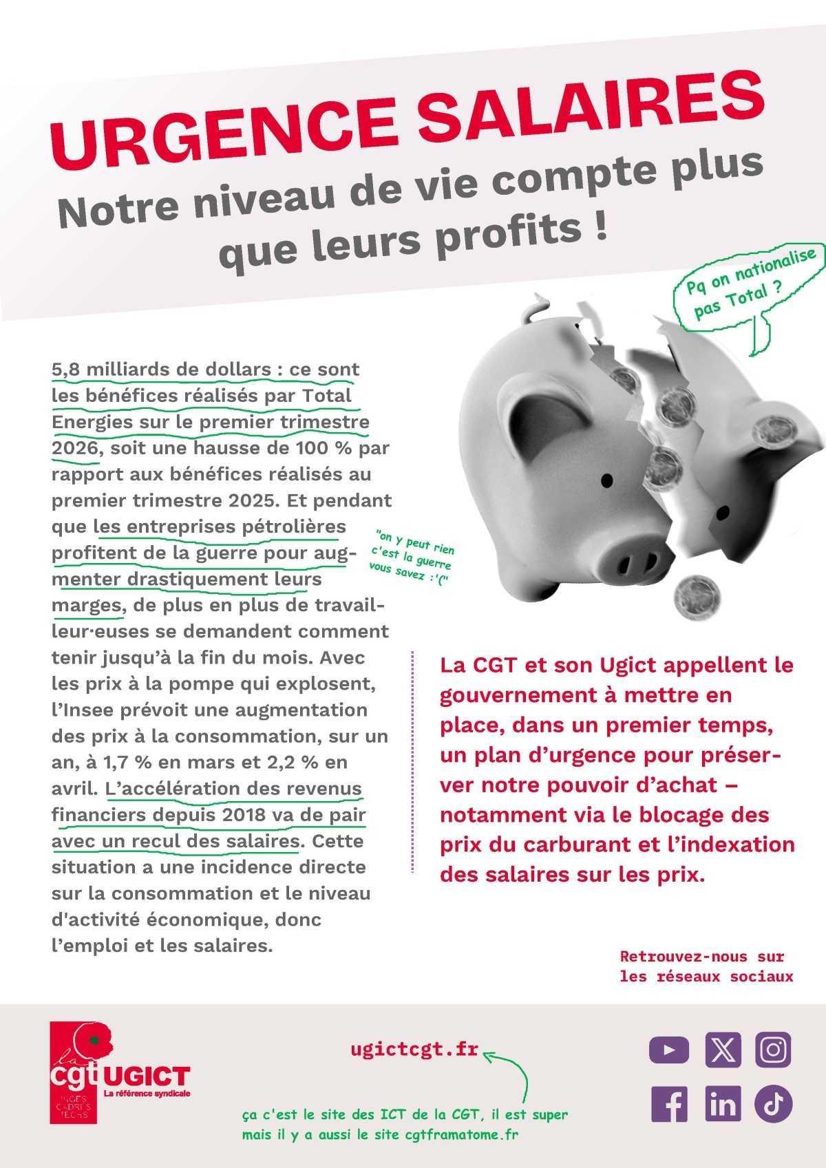Urgence salaires: notre niveau de vie compte plus que leurs profits! Urgence salaires: notre niveau de vie compte plus que leurs profits!