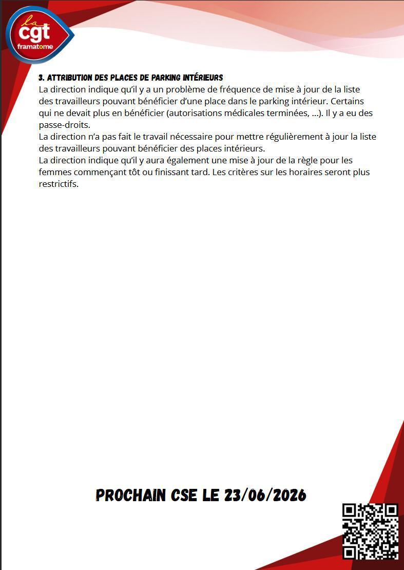 Echos du CSE du 22/05/2026 Echos du CSE du 22/05/2026