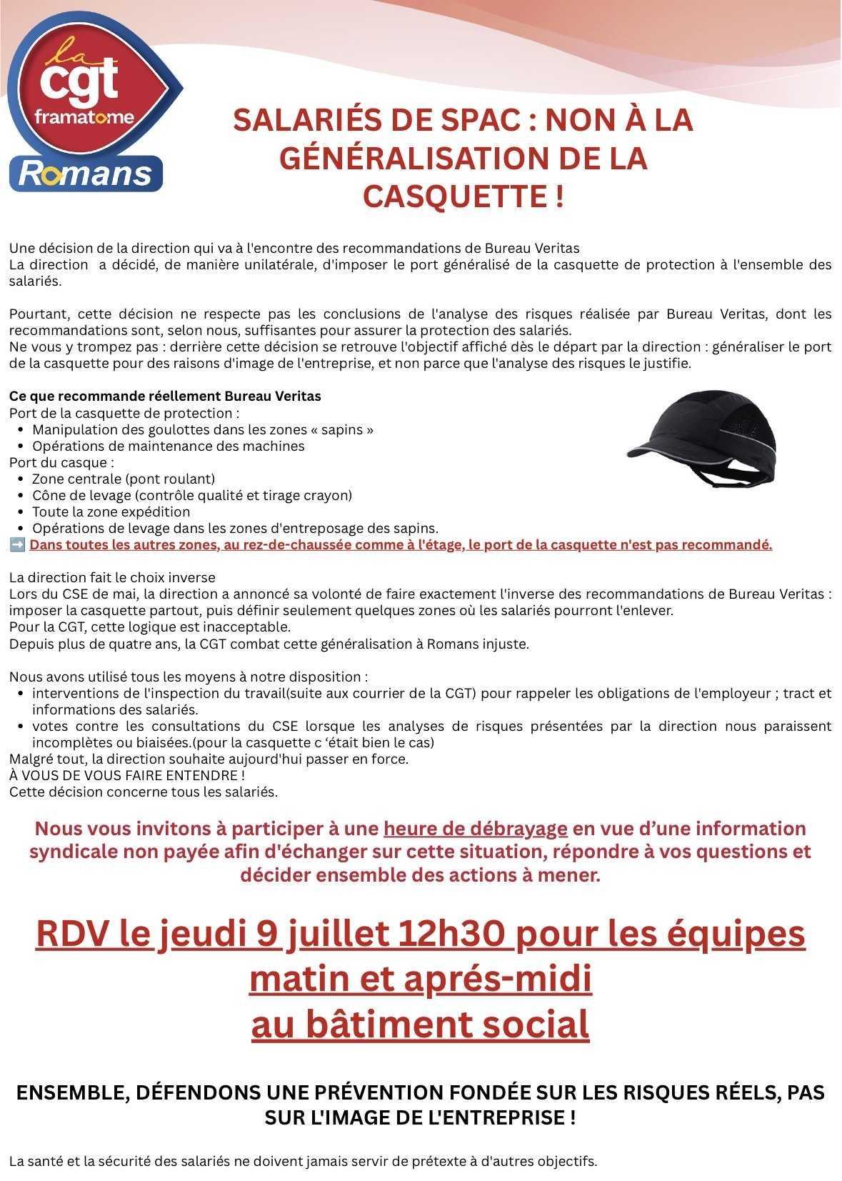 Réunion d’information SPAC pour la casquette