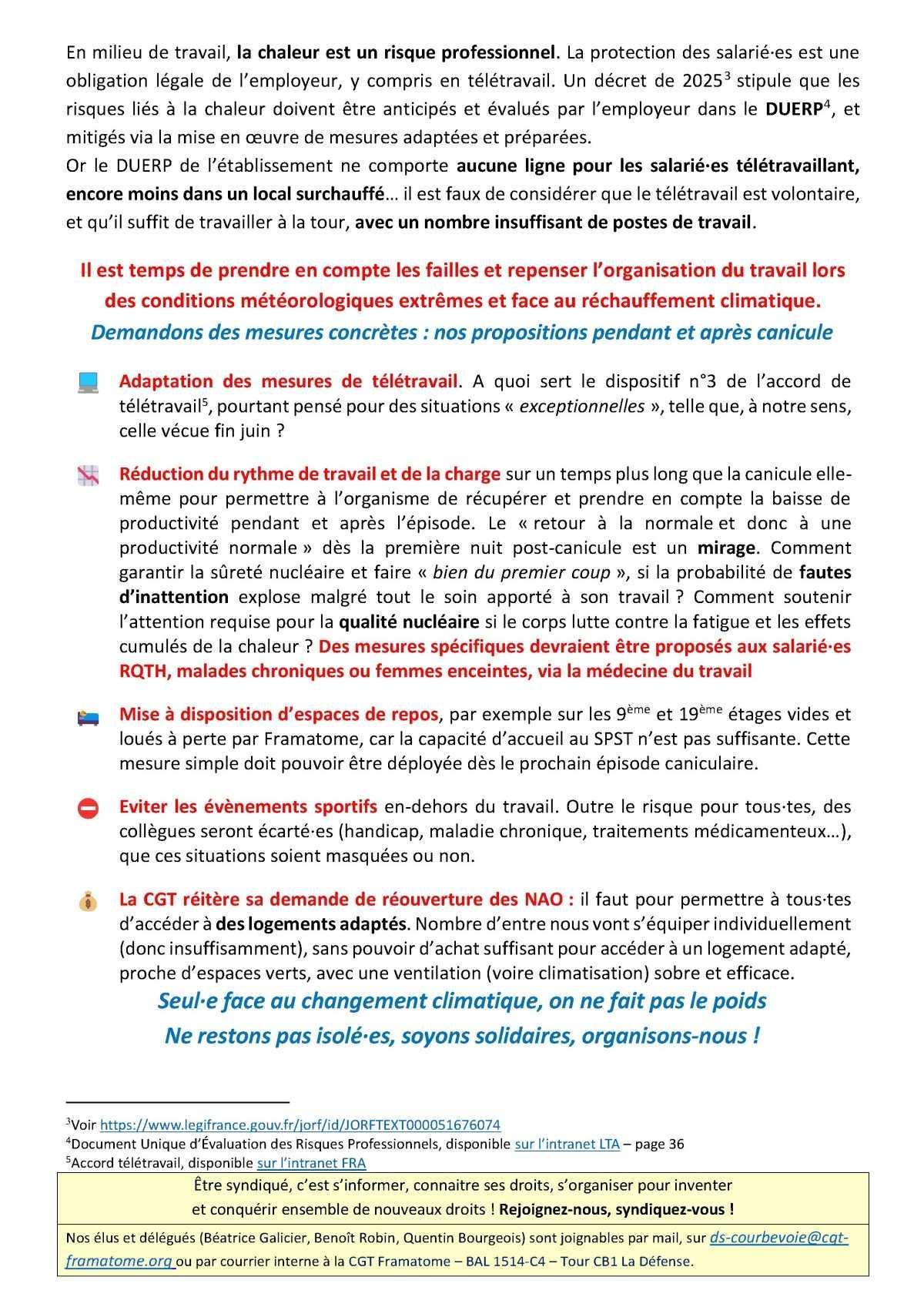 Canicule: constat et revendications CGT Canicule: constat et revendications CGT
