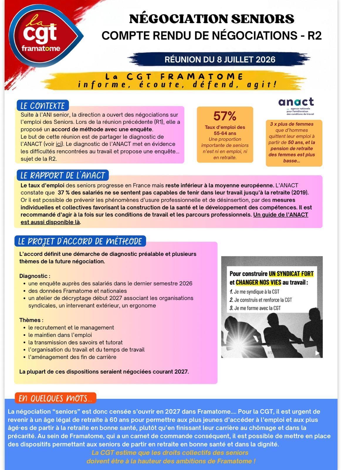 📢 Négociation Seniors : la CGT Framatome vous informe !