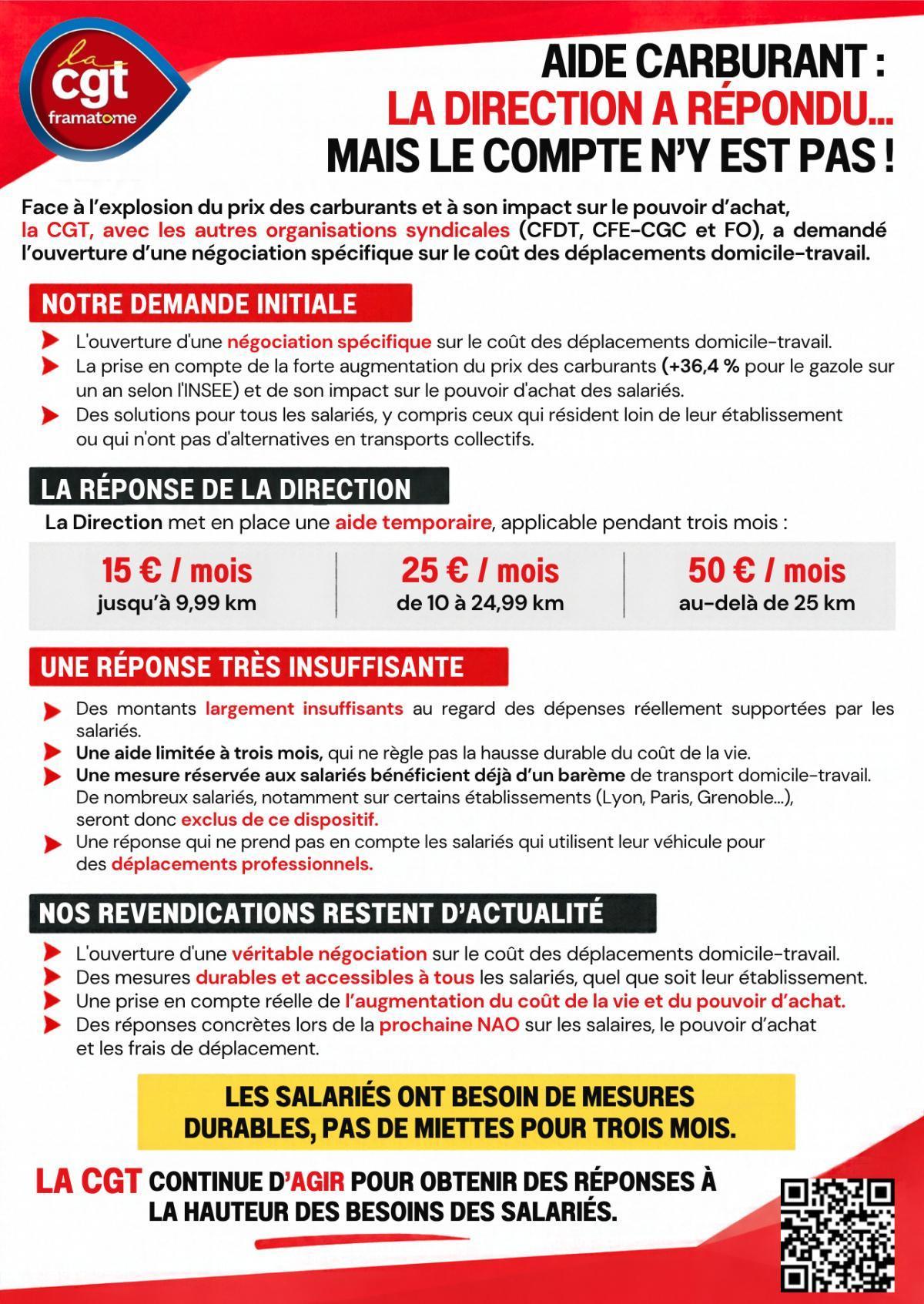 Aide carburant : la réponse de la direction est loin du compte !