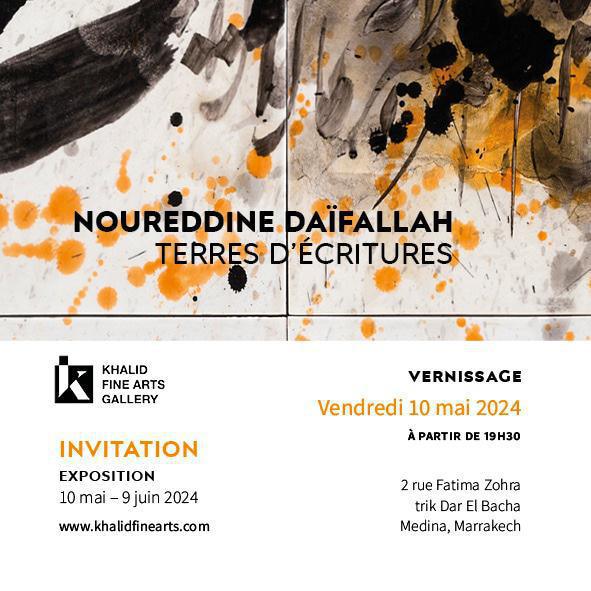 Terre d'écriture de Noureddine Daifallah à Khalidfine Art Gallery à Marrakech