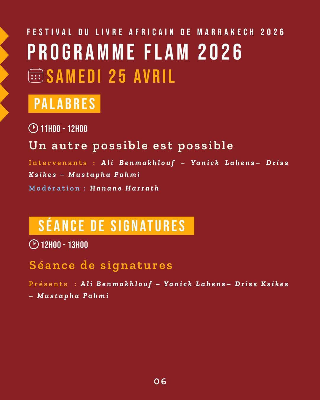 4ème édition du FLAM (Festival du Livre Africain de Marrakech)