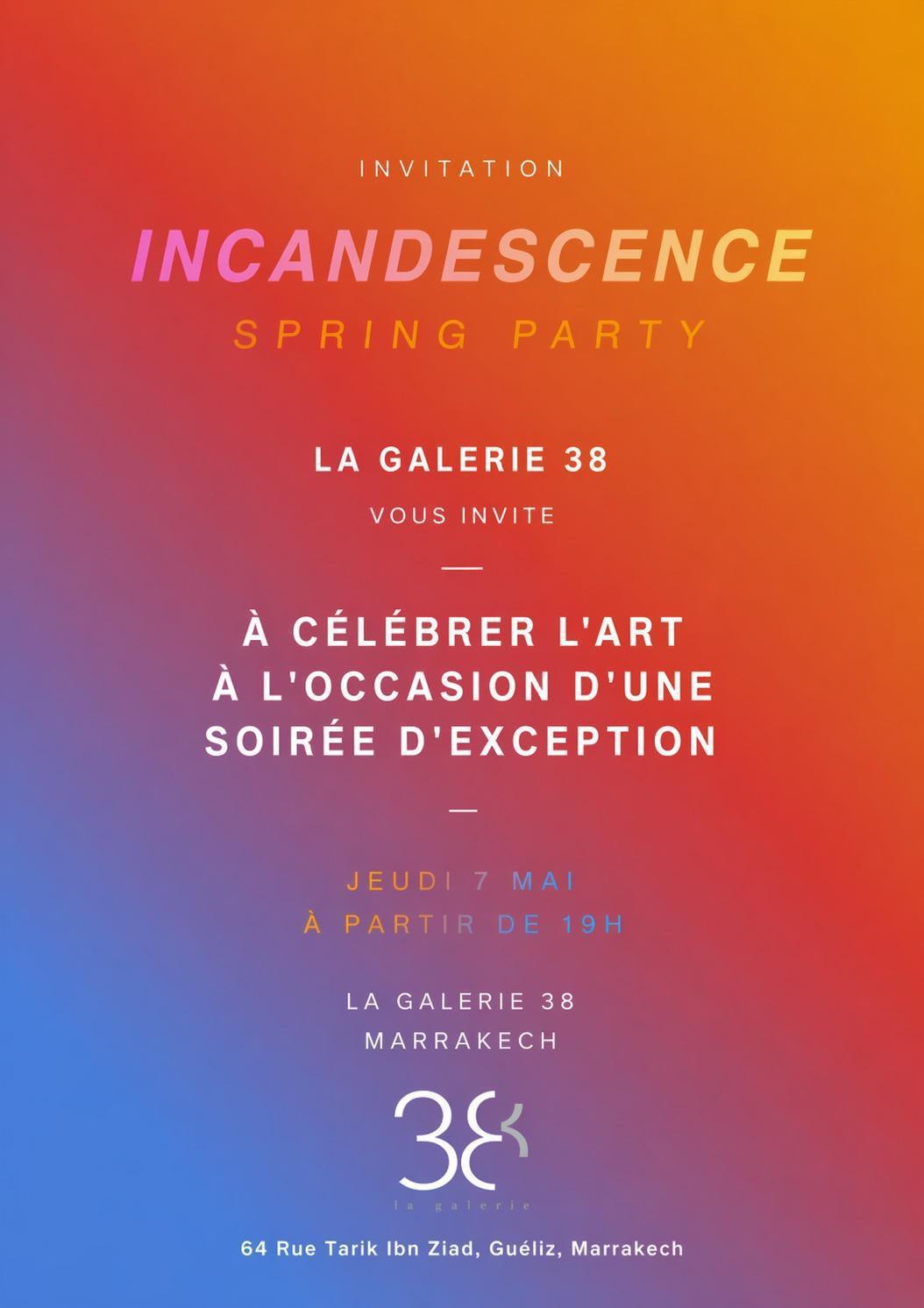 « Incandescence », une exposition collective réunissant les œuvres de Mohamed Hamidi, Younes Khourassani, Mustapha Hafid, Ines-Noor Chaqroun, Dominique Zinkpè, Kendell Geers, Ghizlane Agzenaï et Soly Cissé.
