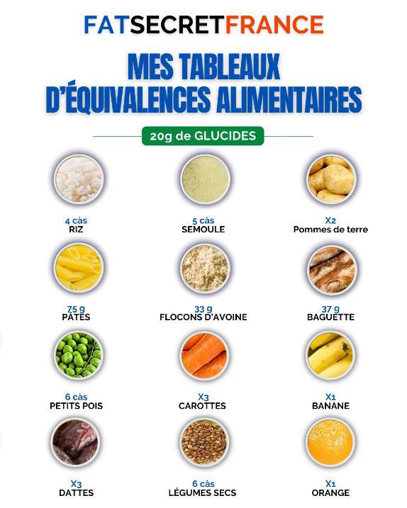 Tableaux d'équivalences alimentaires